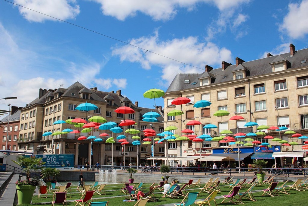 Amiens plage, centre ville en été